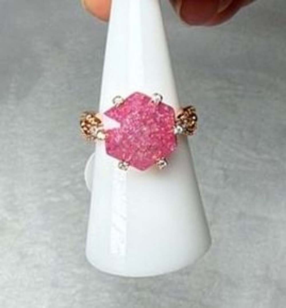 BP Majestic Trinity Created Pink Ice Crystal Rose Gold Links Size 7